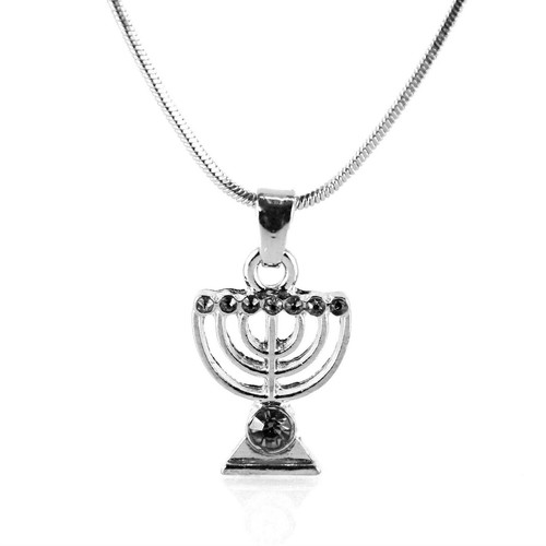 3 Jewish MENORAH Hanukkah Amulet lamp Necklace wealth Jewelry comfort gift - Picture 5 of 12