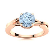Sterling Silver Round Natural Aquamarine Wife Handmade Prong Solitaire Ring