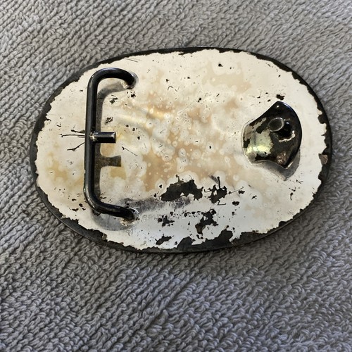 CRUMRINE Belt Buckle 3.75” BULL RIDER M&F Western silver and gold tone - Imagen 2 de 4