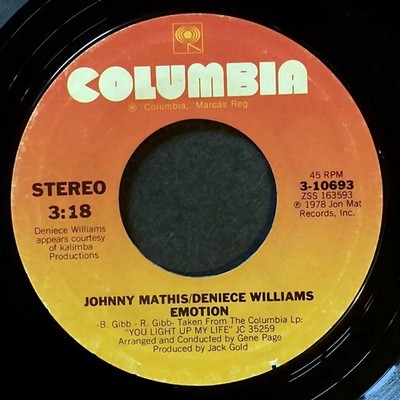 Johnny Mathis - Too Much, Too Little, Too Late / Emotion [7'' 45 rpm Single]