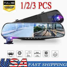 1080P HD Rearview Mirror Car DVR Dual Dash Cam Camera Front Rear Video Recorder