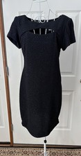 Jessica Howard Black Sparkle Cutout Neckline Short Sleeve Sheath Dress Size 8