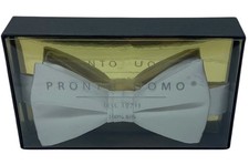 Pronto Uomo Couture 100 Silk White Bowtie Formal Wedding NEW