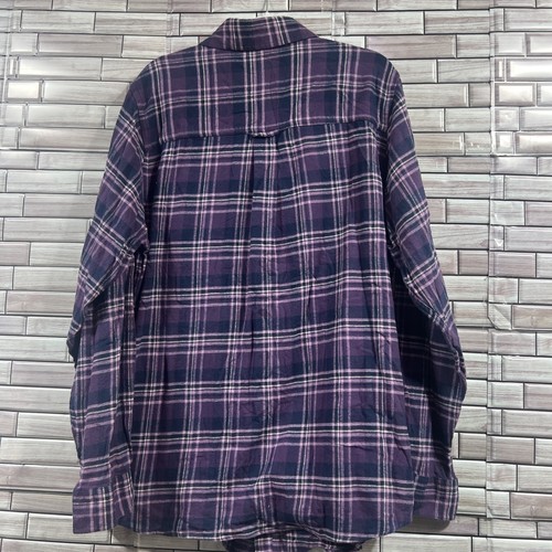 King Size big and tall mens XLT shirt purple plaid flannel cotton button - Bild 17 von 18
