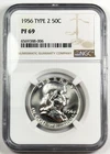 1956-P Type 2 Franklin Half Dollar NGC PF69 90% Silver 50c Proof US Coin