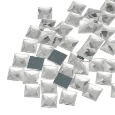 50 Pcs Acrylic Flat Back Rhinestones 12mm Square Gemstone White