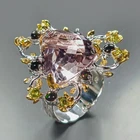 Handmade 13 ct+ Natural Amethyst Ring 925 Sterling Silver Size 7.5 /R482443