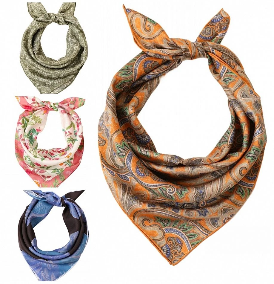 100% Seide quadratisch Nickituch handrolliert Tuchrand Halstuch Bandana Unisex - Bild 1 von 1