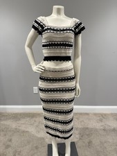 Freshman 1996 Black/White Crochet Knit 2 Piece Crop Top and Midi Skirt Set Sz S