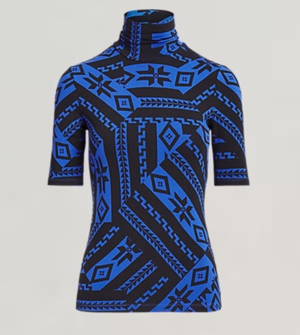$130 Lauren Ralph Lauren Fair Isle Stretch Jersey Turtleneck Shirt Women's Small image 5