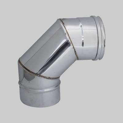 Gomito Canna Fumaria 90° Con Porta Fissa 130 Mm | Raccordo In Acciaio Grigio Senotherm