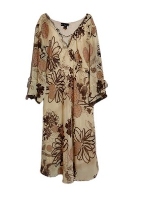 Mille Gabrielle  plus size 24w floral v-neck Chiffon sheer boho midi dress .