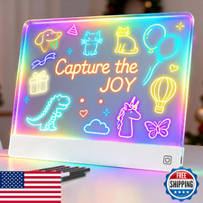 16" LED Drawing Board for Kids, Rechargeable, 7 Colors, Portable Dry Erase Lumi
