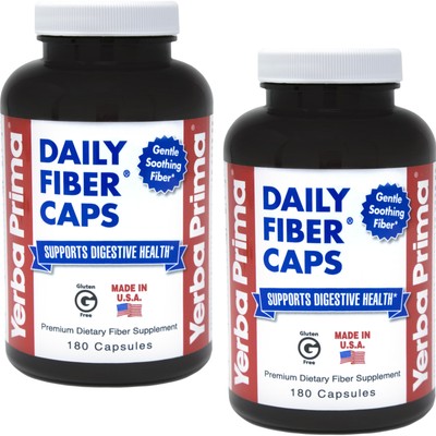 Yerba Prima Daily Fiber Formula - 180 caps Pack of 2 - Soluble & Insoluble Di...