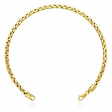 14K Yellow Gold 3.5mm Round Box Bracelet (Hollow) 8.5"