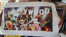 LOONEY TUNES WARNER BROS. LITOGRAFÍA "TOONS GO TO HOLLYWOOD" LITOGRAFÍA ENROLLADA CERTIFICADO DE AUTENTICIDAD