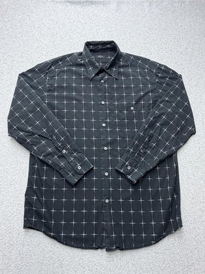 Zanella Shirt Mens XL Black Check Long Sleeve Button Up Made in Italy
