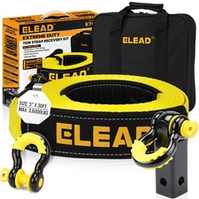 ELEAD Recovery Tow Strap Heavy Duty with Hooks 3 x 30Ft - 36000 LBS Break Str...