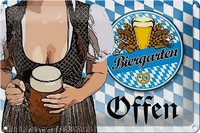 Schild Blech 30X20Cm - Made In Germany - Spruch Biergarten Offen Bier Bayern Met