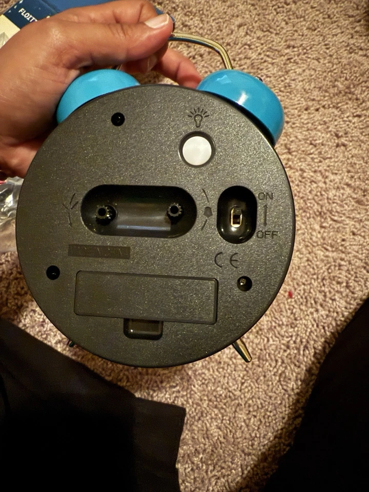 Loud Alarm for Deep Sleepers) 4'' Twin Bell Alarm Clock with Backlight- Blue - Image 4 of 4