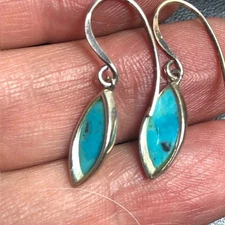 9019 Boma sterling silver 925 blue inlay dangle earrings