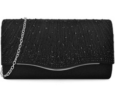 TINDTOP Clutch Purses for Women 8.6 4.7 2.1inch / 22 12 5.5cm, C-black