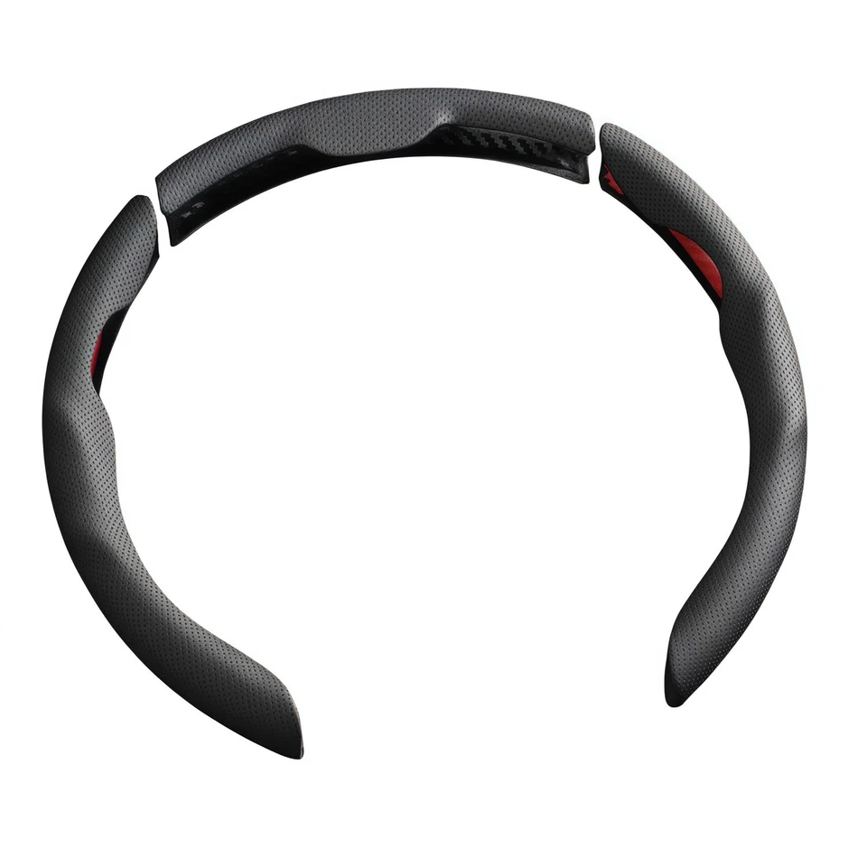 For Chevrolet 3pc Car Steering Wheel Cover Protector 15" Luxury Leather Non-slip - Image 2 of 4