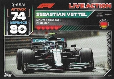 2022 Topps F1 Turbo Attax - Live Action Sebastian Vettel #196