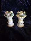 Vtg Candle Holders Scalloped Edge 3 D Floral Design 4 Inches Tall
