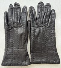 FOWNES Vintage Women's Leather Driving Gloves Black Lined Accent Stitching 7.5