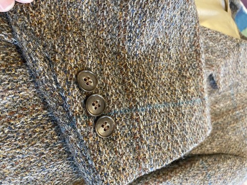 VTG Pierre Cardin Brown Multicolor Window Pane Blazer Wool Tweed Chest 48” W 45” - Picture 5 of 9