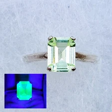 Sterling Uranium Spinel Ring Solitaire Fluorescent Gem 1.75ct 925 Silver