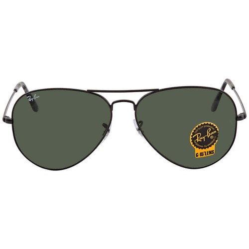 Ray Ban Aviator Metal II Black Aviator Unisex Sunglasses RB3689 914831 62
