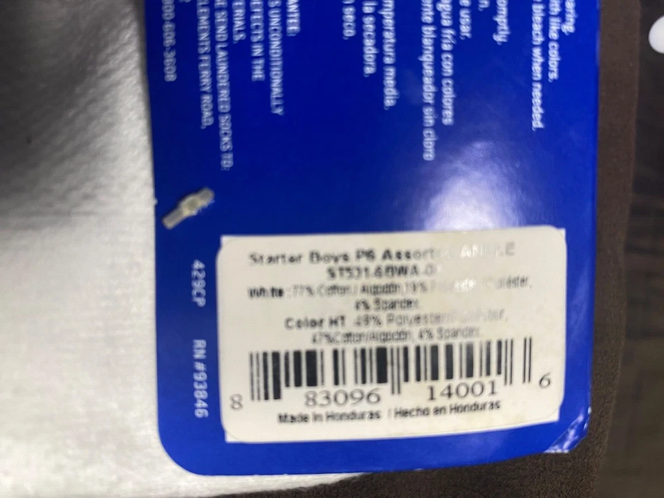6 pares de calcetines tobilleros Starter para niños talla M (10-2 1/2) soporte para el arco, acolchados, DRI-S Foto 2 de 4