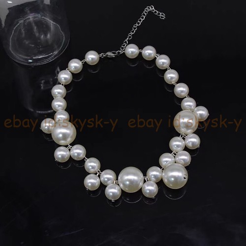 Women's White South Sea Shell Pearl Round Beads Pendant Cluster Necklace 14-32'' - Picture 9 of 21