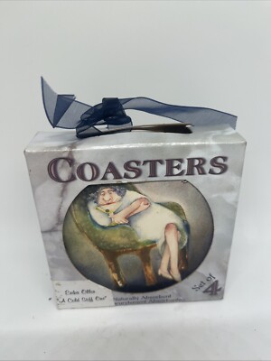Vintage New Set Of 4 Erika Oller  a Cold Stiff One  Cork Coasters Funny