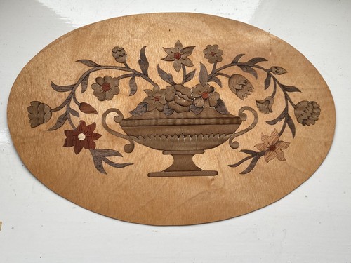 Inlay Marquetry panel antique restoration/cabinet wood veneer carpentry vase - Picture 13 of 22