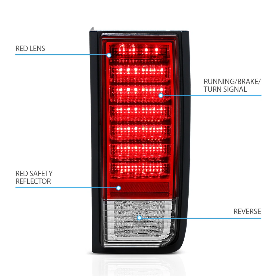 2003 2004 2005 2006 2007 2008 2009 For Hummer H2 Red FULL LED Tail Lights Pair - Image 4 of 4