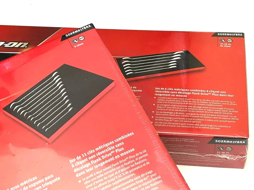 SNAP ON TOOLS 17pc Metric 0° Offset Non-Reversing Ratcheting Wrench Foam Set + - Image 3 of 4