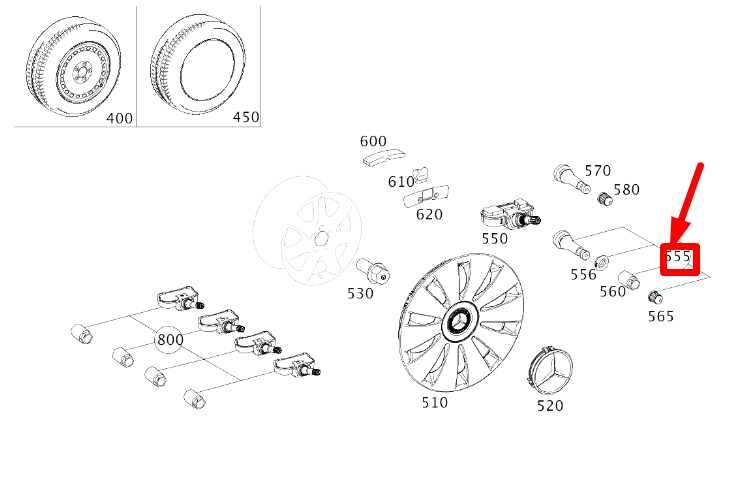 MERCEDES-BENZ CLA C117 Radreifenventil A0004001400