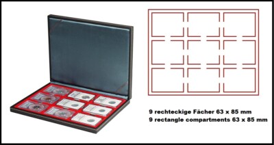 LINDNER 2364-2219E Nera M Münzkassetten Hellrot 9 Fächer 63x85 mm Für US Slab`s