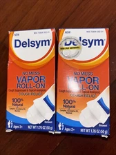 2PK Delsym Vapor Roll-On Cough Relief 100% NATURAL 1.76oz  11/25