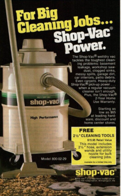 #ad #ad 1984 Vintage Print Ad For Big Cleaning Jobs Shop Vac Power Wet Dry Vac 800 02 29 $9.95