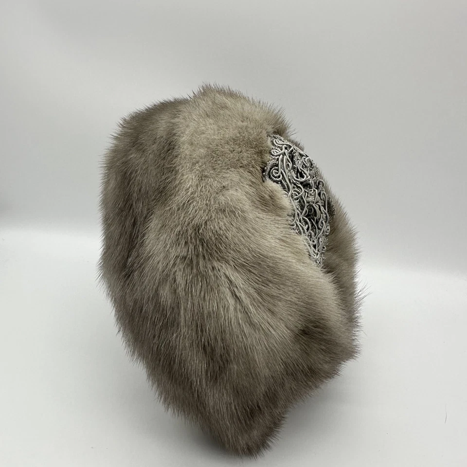 CECILE New York Original Brown Mink Fur Pillbox Lace Hat Ladylike Old Money - Image 2 of 4