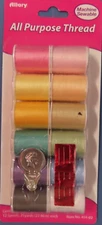 Allary All Purpose Thread  Machine Sewable 12 spools assorted colors #404-02