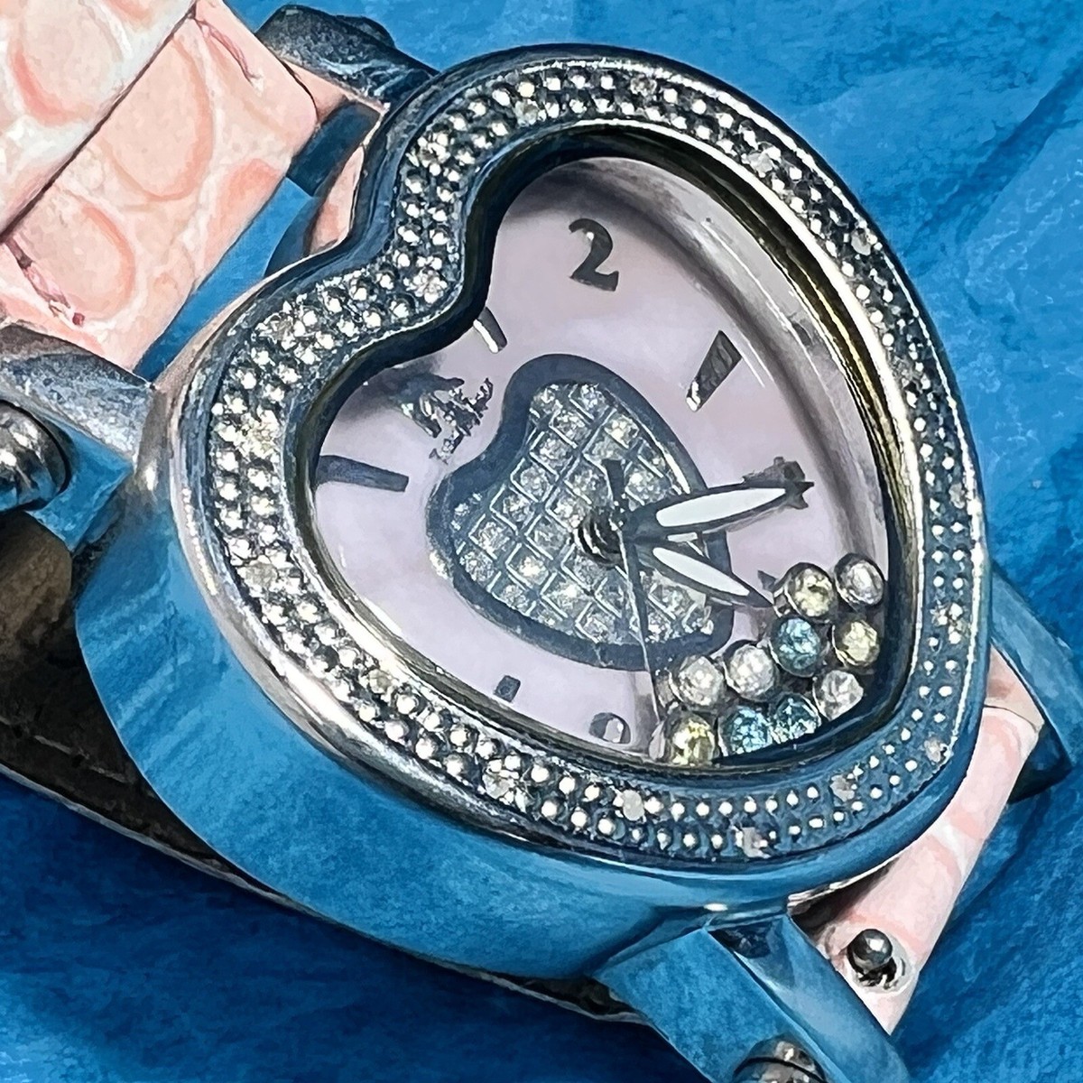 TECHNO MASTER Watch-58 DIAMONDS, Floating HEART Shape Bezel  display picture 1