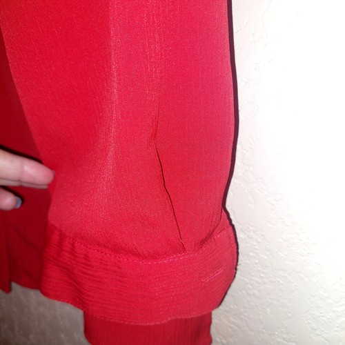 ELEMENTZ Womens Petites PXL Red Blouse Business Casual Holiday Party - Picture 3 of 8