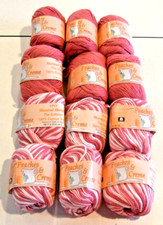 Lot of 12 Skeins Rose Pink  Strbry Cream Yarn by Peaches N' Cream - NEW  187 