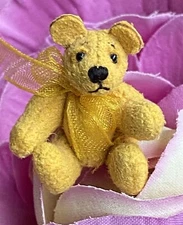 Miniature Dollhouse Artist Gold Suede Bear Fully Jointed 1” Adorable