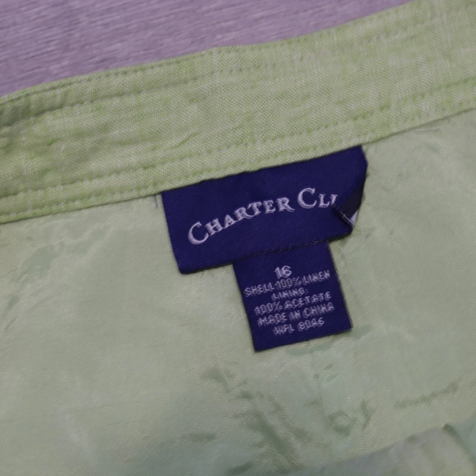Falda lápiz Charter Club 16 bolsillos forrados de lino verde cremallera trasera antideslizante nueva con etiquetas Foto 4 de 4
